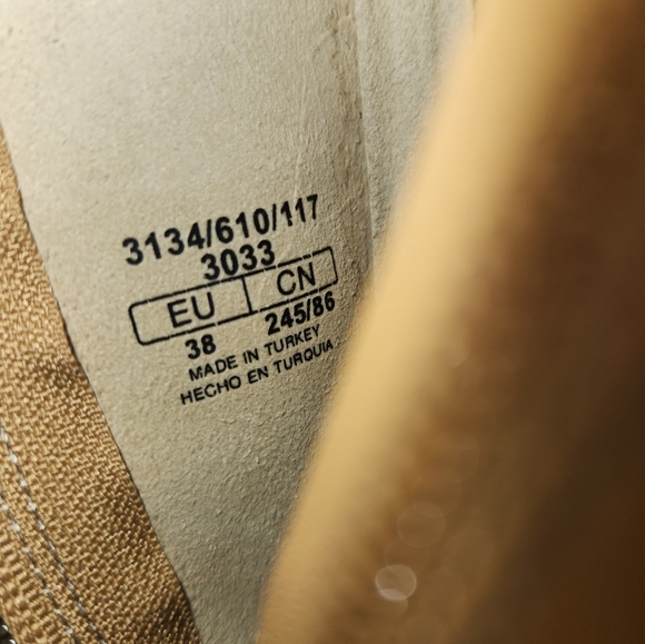 ZARA 100% LEATHER MID HEELED ANKLE BOOTS CAMEL / TAN SZ 38 - Picture 10 of 10